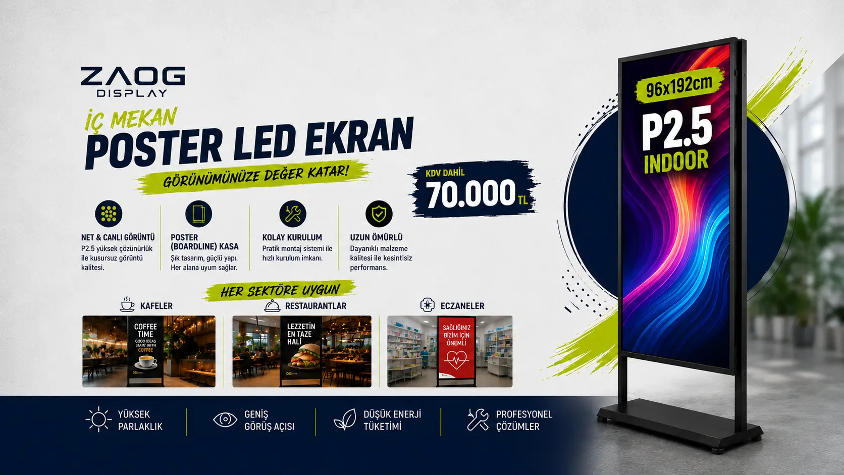 96x192cm P2.5 Indoor LED Ekran - Yüksek çözünürlüklü, geniş görüş açısı ile, düşük enerji tüketimi iç mekan LED ekran